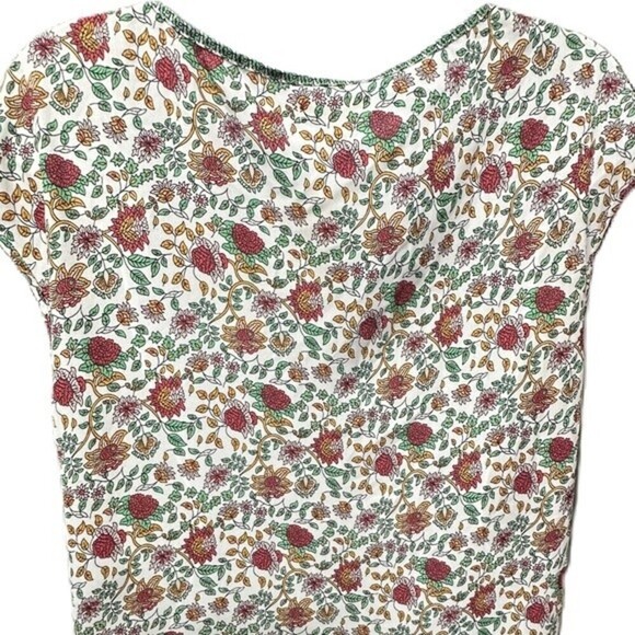 Max Studio Floral Print Cap Sleeve Asymmetrical Side Tie Blouse Woman's Size M - Picture 11 of 16